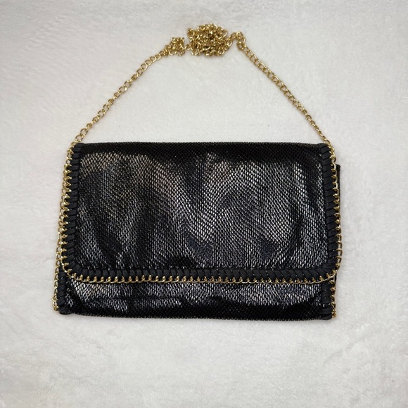 Urban Expressions Chic Black Chain-Trimmed Purse